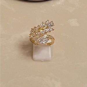 Gold and CZ Adjustable Wrap Around Ring